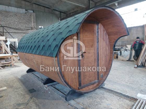 Проект круглой бани-бочки «Ногинск» 4м