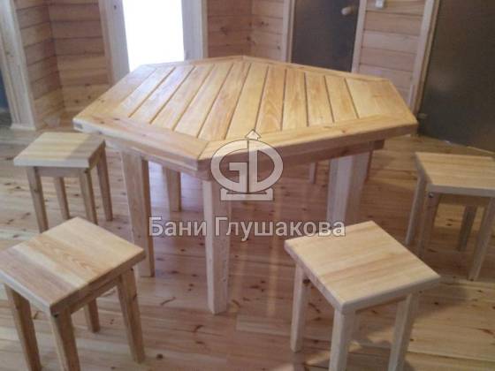 Комплект мебели для бани из кедра прямоугольный